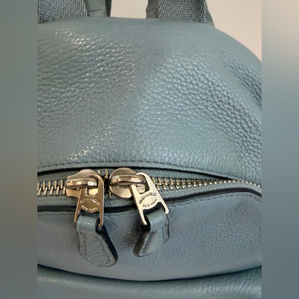 Coach Sky Blue Leather Backpack - Picture 3 of 10